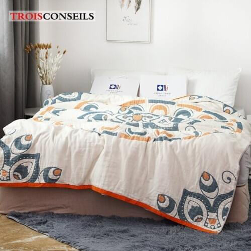 Cotton Summer Gauze Blanket On The Bed Air-conditioned Blanket Geometric Soft Blankets Throw Adult Nap Sofa Bed Cover Blanket