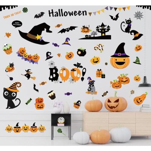 Cute Halloween Series Stickers 4pcs Halloween Wall Stickers PVC Spray Paint room decoration home decoration accessories