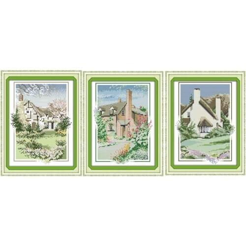 Country cabins atterns Counted Cross Stitch 11CT 14CT Cross Stitch Sets Wholesale Cross-stitch Kits Embroidery Needlework