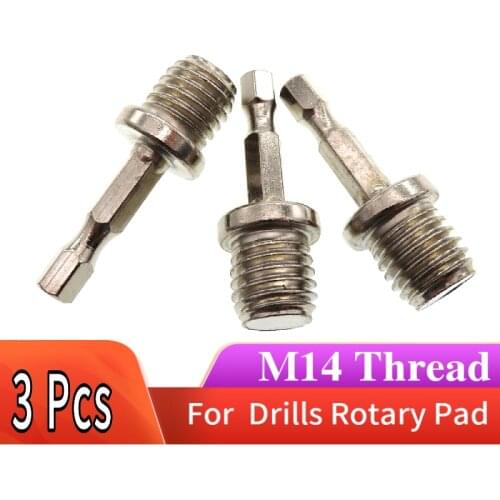 3-Pack Glass Polish Screwdriver Bit Thread Adapter M14 to 6mm Shank for Electric Drills Rotary Backing pad with Electric Drill