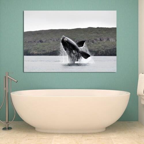 Sea Animal Whale Print Ocean Wall Art Decor , Whale Tail Photography Wall Art Canvas Painting Minimalist Coastal Decor