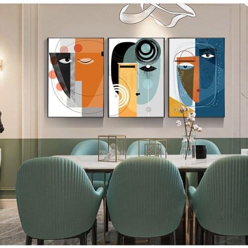 Wall Art Painting Canvas Prints Abstract Pictures Modern Nordic Geometric Lines Character Eyes Poster Home Decoration Painting