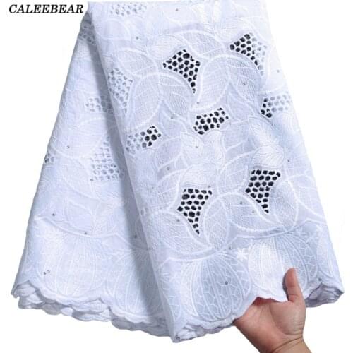 Latest White 100% Cotton African Lace Fabric 2021 High Quality Lace Embroidered Nigerian Swiss Voile Lace In Switzerland S2280