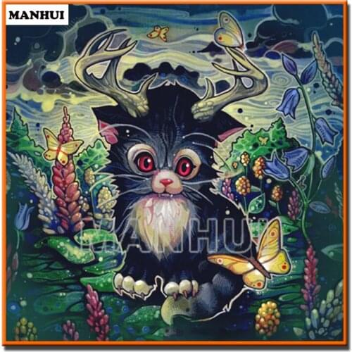 NEW diy diamond painting Cartoon picture Cross stitch mosaic pictures rhinestones embroidery daimond painting Strange cat MH583