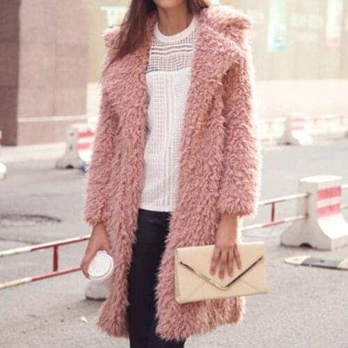 Autumn Winter Women Coat Long Sleeve Cardigan Coat Female Warm Big Size Overcoat Pink Slim Warm Women Outwear Coats F373