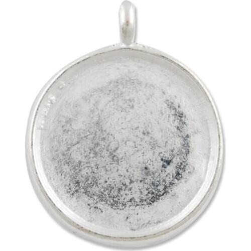 20 mm Blank Round Bezel Pendant Setting, 23*29 mm Silver plated Pendant Blanks Tray Cabochon Setting, 50 pcs -C1666