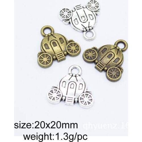 50pcs/lot 20x20mm Antique Silver /Antique Bronze Alloy Pumpkin Car Charms Fit For Jewelry Making