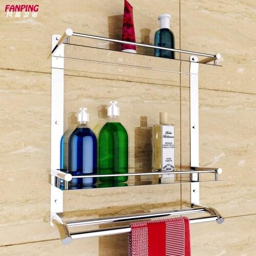 Bathroom Shelves 304 stainless steel double wall stainless steel bathroom towel rack shelf three thick
