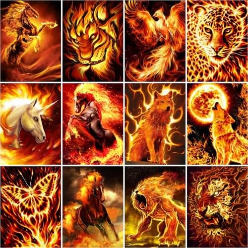 Full Round Diamond Painting Wolf 5D DIY Diamond Embroidery Horse Mosaic Lion Cross Stitch Kits Picture Animals Home Decor