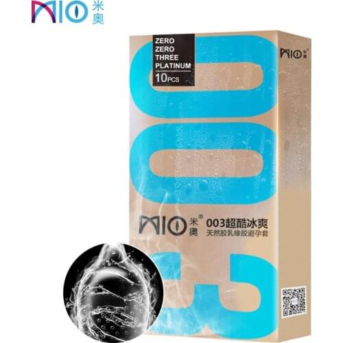 MIO 003 Condoms Ice Cool Ultra Thin Lubricating Natural Latex Smooth Penis Sleeve 10pcs Adult Intimate Sex Toys for Men