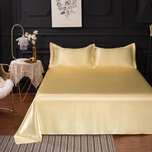 Rayon Bed Sheet Solid Color Mod Bed Sheets Soft For King/Queen Size 1.5/1.8M Home Bed Silk Bedding Cover 1PCS Black Flat Sheet