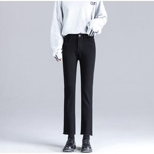High Waist Straight Jeans For Women Ankle-length Slim Denim Trousers 2021 Spring New Pencil Female Casual Wear Gray Summer 809