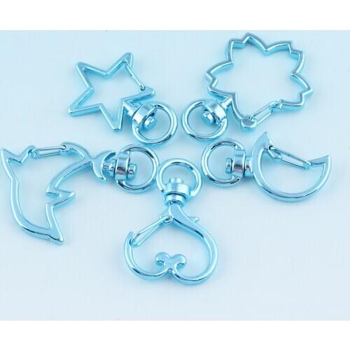 Blue Lanyard clasp Heart Shape Swivel Clips Metal Star shpe Lobster Cute Snap Hook Bag Craft Hardware Leash Buckles