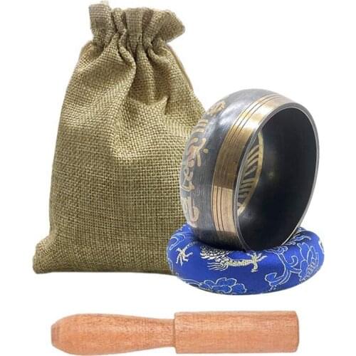 Tibetan Singing Bowl Setwith New Dual-End Striker&Cushion for Meditation Yoga Spiritual Healing Mindfulness Heart Peace