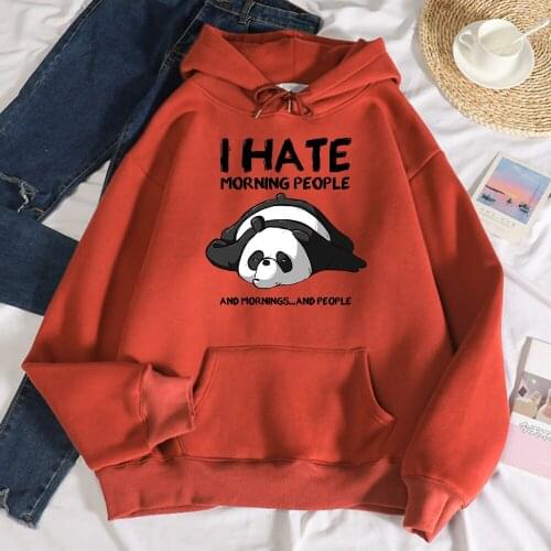 Lazy Panda I Hate Morning People Prints Hoody Woman Casual Oversize Sweatshirt Autumn Fleece Hoody Fashion Soft Clothes Mens