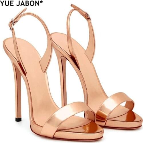 Rose Gold 12CM High Heels Women Brands Style Ladies Classic Back Strap Heels Sexy Red Black Nude Stilettos Shoes Summer Sandals