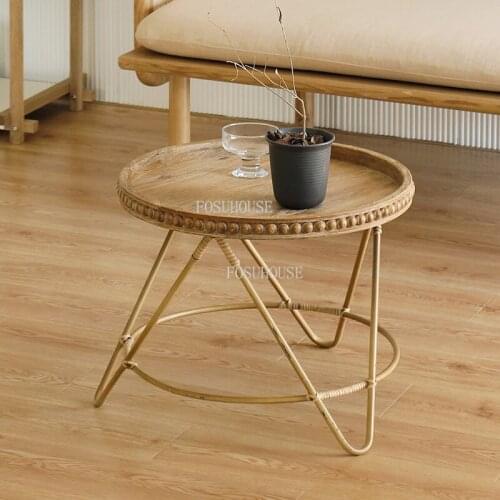 Nordic Coffee Table Simple Round Triangle Modern Minimalist Table Ins Rattan Coffee Tables Storage Round Small Design Side Table