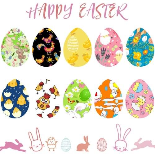 10Pcs Cotton Fabric Printed Cloth Sewing Quilting Fabrics for DIY Handmade Pure Cotton Fabric Rabbit Egg Easter Decoration Cloth
