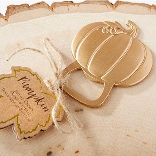 100pcs/lot Golden Pumpkin Bottle Opener For Bridal Shower Halloween Favors and Gift wedding giveaways gift Free shipping
