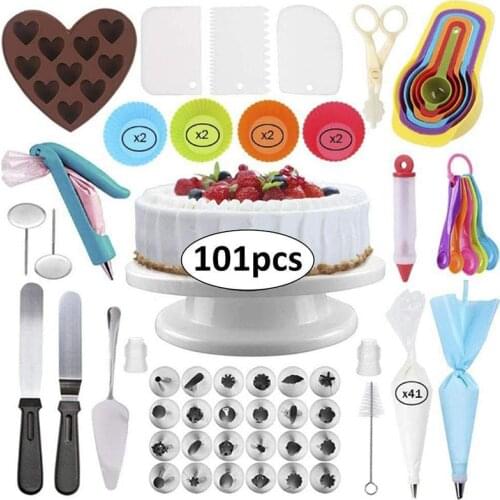 101pcs Cake Decorating Set Stainless Russian Piping Tips Cream Confectionery Nozzles Scraper Pastry Bag Baking Tools For Cakes1