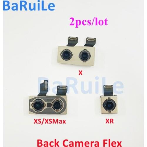 BaRuiLe 2pcs Back Rear Camera Flex Cable for iPhone 7 8 Plus X XS max Flash Ribbon Module Lens Repair Parts Replacement