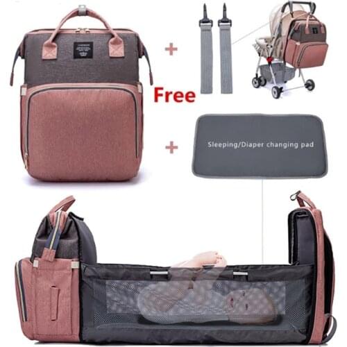 2 in 1 Baby Mommy Backpack Portable Crib Nappy Bag Multifunctional Folding Mummy Maternity Nursing Backpacks Nappy Organizer
