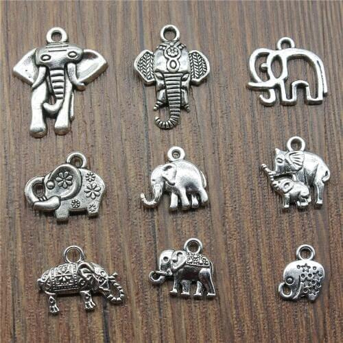 20pcs Elephant Charms Antique Silver Color Cute Elephant Charms Pendants For Bracelets Small Elephant Charms Making Jewelry