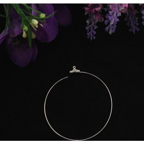 200pcs Silver Color plate 60mm hoop earwire earring charms #22613