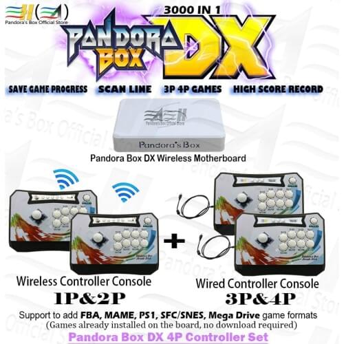 2021 New Pandora Box DX 4P controller set 3000 in 1 3P 4P game Wireless and Wired controllers plug and play Save game 3D tekken