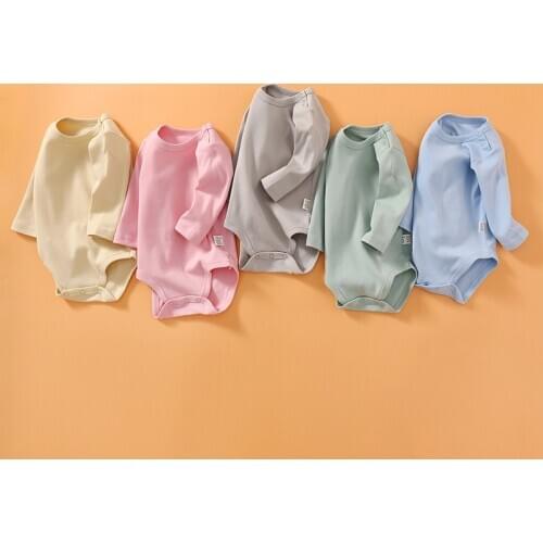 2020 Spring New Baby Clothes Newborn Baby Boys Girls Long Sleeve O Neck Solid Toddler Bodysuits Outfits Crawling Suit for 0-24M