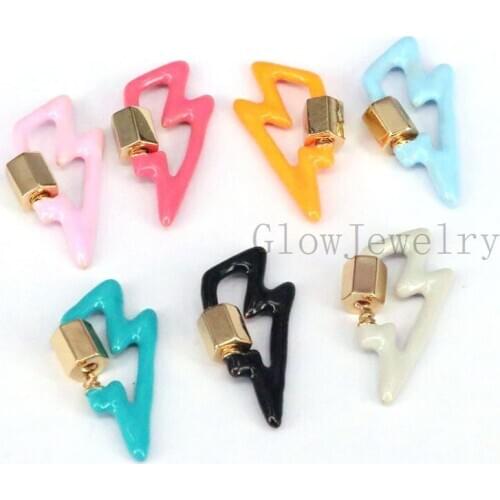5PCS, Enamel Carabiner Screw Lock, lightning Clasp, DIY Jewelry, Enamel Charm, Findings