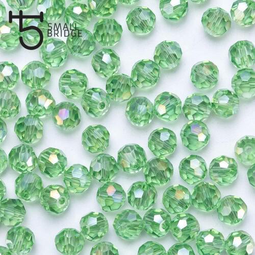 100pcs 4mm Austria Green Faceted Ball Beads Women Diy Accessories for Jewelry Makging Spacer Crystal Glass Beads Wholesale Z104