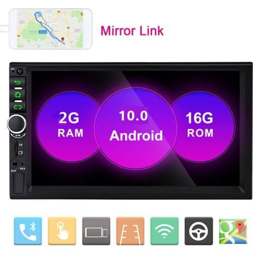 2din Car Radio 7" Android 10.0 HD Autoradio Multimedia Player Touch Screen audio Stereo MP5 Bluetooth USB TF FM WiFi Mirror Link