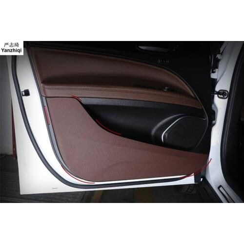 Free shipping 4pcs/lot PU leather car doors protection kick cover decoration For Alfa Romeo Stelvio 2017 2018