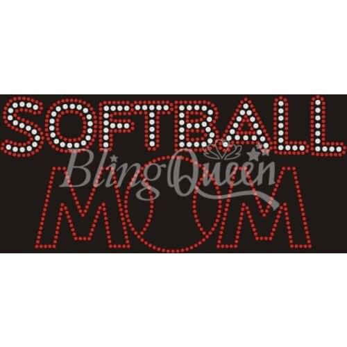 BlingQueen 25PCS/LOT Hot Fix Iron On Rhinestone Designs Softball Mom Design Custom Orders are welcome