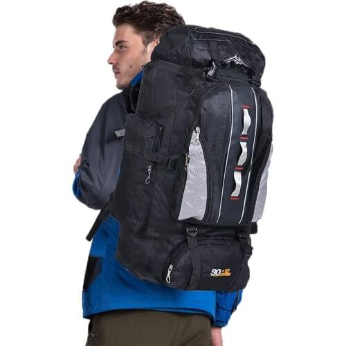 Large 100L Outdoor Backpack Sports Bags Waterproof Nylon Women Men Hiking Camping Climbing Fishing Rucksack Bag Nylon XA769+A