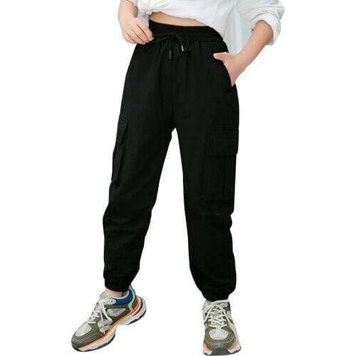 Girls Cargo Pants Casual Style Girls Childrens Pants Teen Pants For Children Solid Color Clothes For Girls 6 8 10 12 14