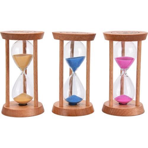 3 Mins Glass&Wood Sand Clock Frame Sandglass Hourglass For Living Room Room Classroom Handmade Home Kitchen Timer