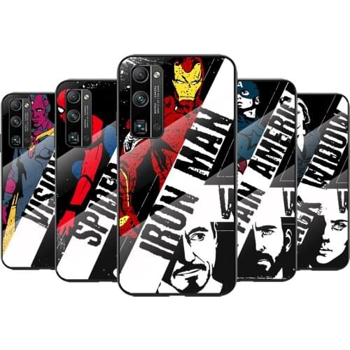 Tempered Glass Cover Avengers Marvel superhero For Huawei Honor 30 20 10 9X 8X Pro Plus Lite Shockproof Shell Phone Case