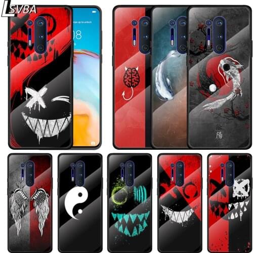 Angel Demon Smiley Yin Yang For Oneplus 9R 9 8T 8 Nord Z 7T 7 Pro 5G Tempered Glass Shell Phone Case Cover