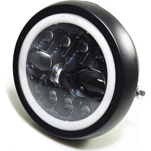 Custom Black Round LED Headlight High Low Beam Projector DRL Driving Headlamp Motorcycle For Harley Honda Yamaha Suzuki
