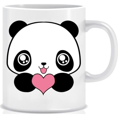 Custog Porcelain Mug Fun Design For Coffee Funny Gifts for Women and Men 12oz Heart Love Panda