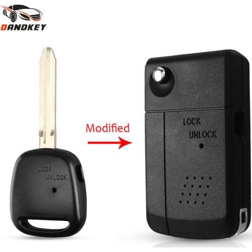 Dandkey 10pcs Modified Flip Remote Key Shell Side 1 Button TOY43 Blade For Toyota Carina Estima Harrier Previa Corolla Celica