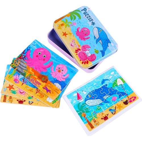 Montessori Wooden Puzzle Tangram Board Learning Cartoon Puzzles Educational Games Kids Toys Baby Juguetes Toddler Toys BK50PT