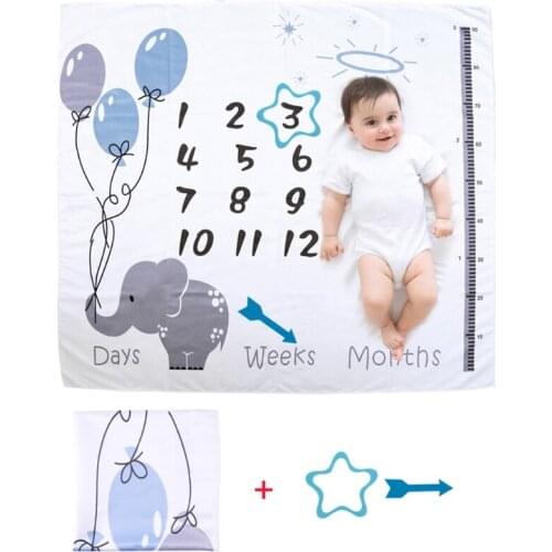 1 Set Baby Monthly Record Growth Milestone Blanket Newborn Photography Props Accessories Creative Cartoon Printing Background