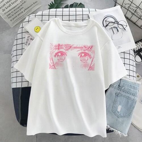 Oversized Tshirt Women Cute Anime pink Girl Shirt Japanese Hunter Tshirt Vintage Harajuku Streetwear Loose Tops Punk Summer Tees
