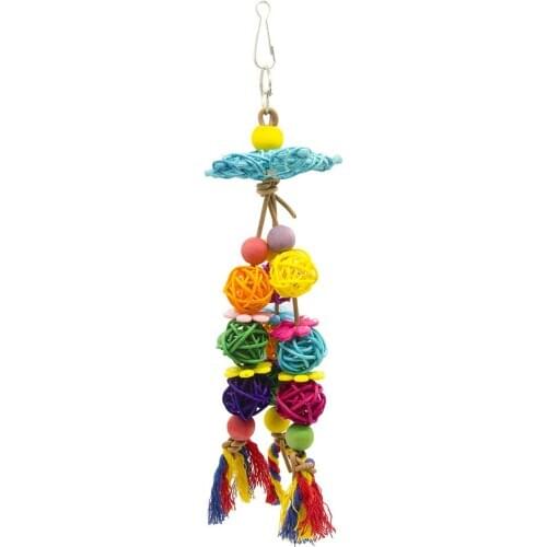 Bird Parrot Toy Multicolored Rattan Balls Toy for Budgie Conures Parakeet Cockatiel