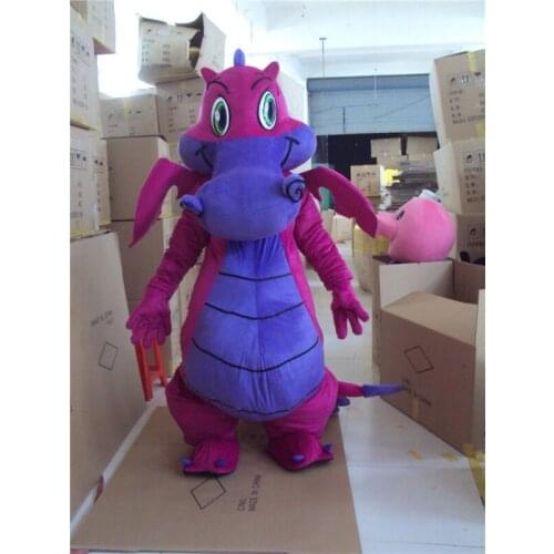 Advertising Carnival Pink Fire Dragon Mascot Costume Suits Outfits Cosplay Party Game Dress Adults Size Halloween Holiday New