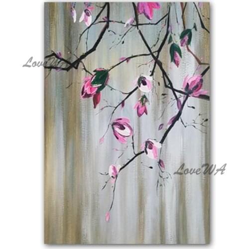 Chinese Style Peach Flower Art 100% Hand-painted Oil Painting Canvas Wall Art Pieces Unframed Artwork Paintings High Quality