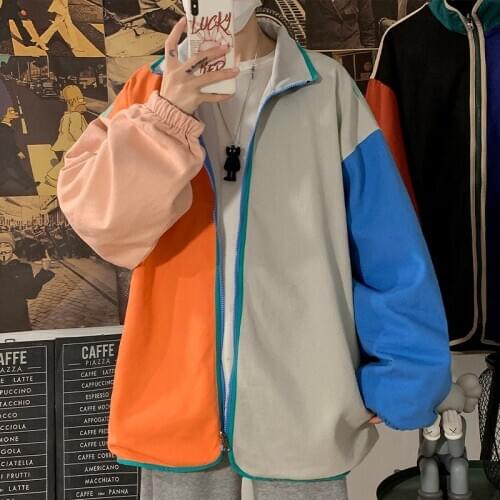 Japanese Style 2021 New Splicing Jackets Loose Fashion Woman Fashion Baseball Jacket Mens Korean Streetwear Jacket for Men